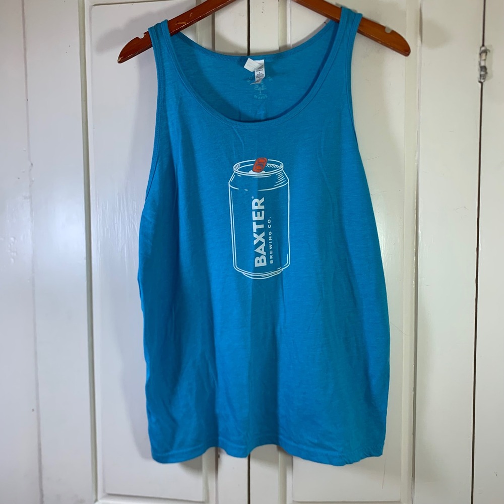 Baxter Brewing Co Maine Tank Top Mens Large Bella Canvas Blue Triblend Beer Can